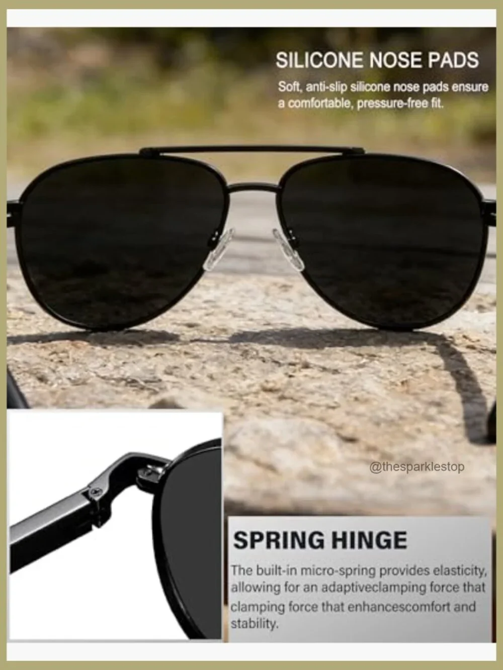 Polarized Aviator Sunglasses with Double Bridge UV Protection